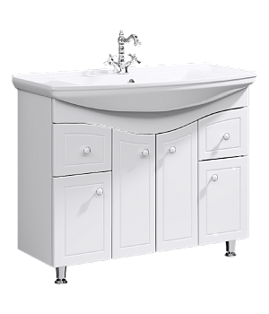 Тумба Франческа 105 напольная с раковиной Стиль 105, белый, Aqwella