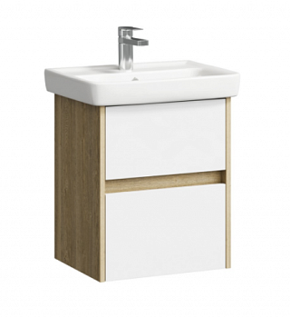 Тумба Сити 50 подвесная с раковиной Мини 50, дуб балтийский, Aqwella