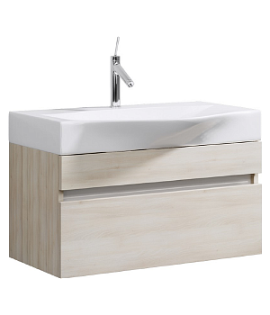 Тумба Бергамо 80 подвесная с раковиной Bergamo 80, акация, Aqwella