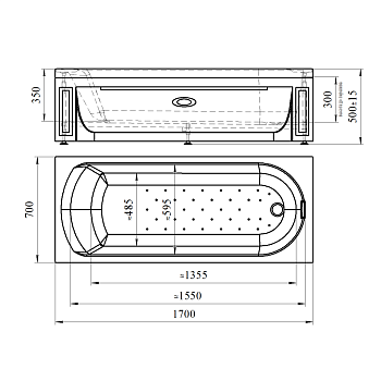 Ванна акриловая Аврора 170х70х42, каркас (разборный) 2-01-0-0-1-228Р Radomir