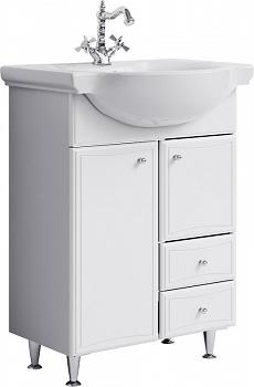 Тумба Барселона-Люкс 65 напольная с раковиной Стиль 65 с корзиной, белый, Aqwella