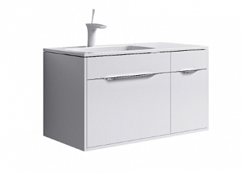 Тумба Malaga 90 подвесная с раковиной Malaga 90L, белый, Aqwella