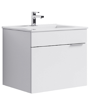 Тумба Бриг 60 подвесная с раковиной Quadro 60, белый, Aqwella