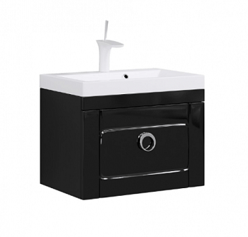 Тумба Инфинити 60 подвесная с раковиной Infinity 60, черный, Aqwella