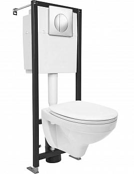 Комплект DELFI TPL инсталляция BLACK кнопка LEON пластик хром глянцевый, Cersanit