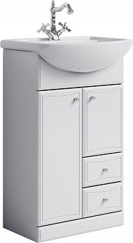 Тумба Барселона 55 напольная 2 ящика с раковиной Уют 55, белый, Aqwella