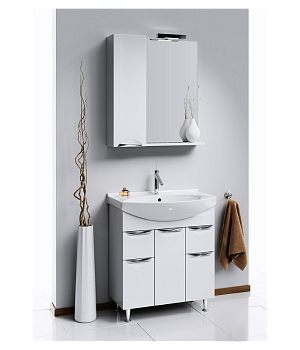 Тумба Лайн 80 напольная с раковиной Лагуна 85, белый, Aqwella