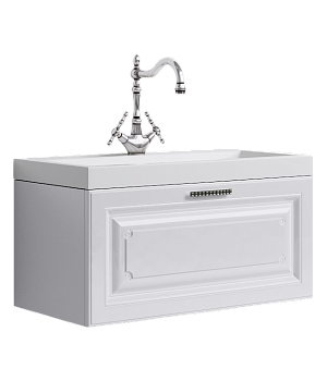 Тумба Империя 80 подвесная с раковиной Infinity 80, белый, Aqwella