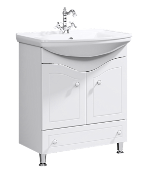 Тумба Франческа 75 напольная с раковиной Стиль 75, белый, Aqwella