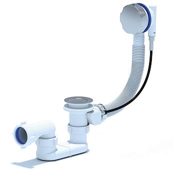 Слив-перелив полуавтомат для акриловой ванны 5,2 см с гибкой трубой CZR-STP1-01 Cezares