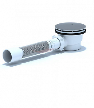 Cифон для душевого поддона 1 1/2"*90 h65 с гибкой трубой 375*40*50 хром АНИ Пласт