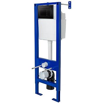 Инсталляция для скрытого монтажа унитаза Атом 410, кнопка черн. узкие кл. Soft Touch 040340 Berges