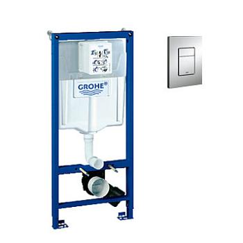 Инсталляция Rapid SL для подвесного унитаза, кв. кнопка GROHE, 38536001+38732000
