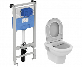 Инсталляция ProSys с подвесным безободковым унитазом Exacto, Ideal Standard