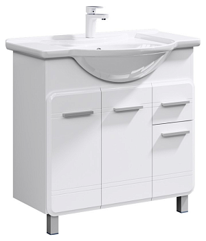 Тумба Корсика 85 напольная с раковиной Стиль 85, белый, Aqwella