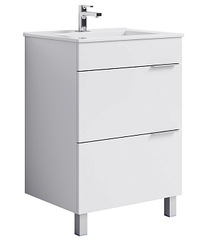 Тумба Бриг 60 напольная с раковиной Quadro 60, белый, Aqwella