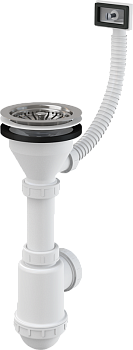 Сифон для мойки с нержавеющей peшeткой Ø115 гофропереливом без штуцерa A447-DN50/40 Alcaplast